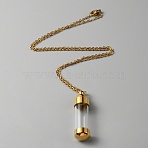 Clear Acrylic Column Perfume Bottle Necklace, Stainless Steel Jewelry for Women, Golden, 18.82 inch(47.8cm)(NJEW-WH0015-32G)
