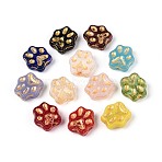 Mixed Styles Glass Beads, Claw, Golden Metal Enlaced, Mixed Color, 13x12.5~13x5~5.5mm, Hole: 1~1.2mm(GLAA-N066-06)