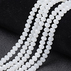 Glass Beads Strands, Imitation Jade, Faceted, Rondelle, White, 2.3~2.7x1.5mm, Hole: 0.4mm, about 135~140pcs/strand, 26~27cm(EGLA-A034-J1mm-D05)