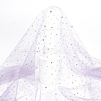 Star Moon Pattern Polyester Mesh Lace Fabric, for Kids Party Dress Decoration, Garment Making, Medium Purple, 1690x0.05mm(DIY-WH0504-446B)