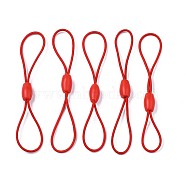 Elastic String, with Silicone Beads Buckle, for Hanging Tags, Cards, Keys, Red, 65~78x1mm(EW-N006-001D)