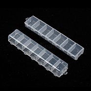 Plastic Bead Containers, Flip Top Bead Storage, Jewelry Box for Nail Art Decoration, Rectangle, 7 Compartments, about 3.3cm wide, 15.5cm long, 1.8cm high(X-C021Y)