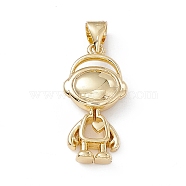 Rack Plating Brass Pendants, Cadmium Free & Lead Free, Long-Lasting Plated, Spaceman Charms, Real 18K Gold Plated, 22x11x5mm, Hole: 3.5x4.5mm(KK-G451-15G)