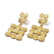 304 Stainless Steel Stud Earrings, Square, Golden, 52.5x29.5mm(EJEW-M250-02B-G)