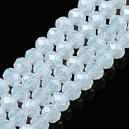 Electroplate Glass Beads Strands, Imitation Jade Beads, Pearl Luster Plated, Faceted, Rondelle, Clear, 6x5mm, Hole: 1mm, about 83~85pcs/strand, 38~39cm(EGLA-A034-J6mm-A12)