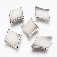 CCB Plastic Beads, Rhombus, Platinum, 37x28x4mm, Hole: 1.5mm(CCB-E052-36P)