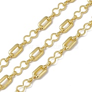 Brass Rectangle & Infinity Link Chains, with Spool, Unwelded, Long-Lasting Plated, Cadmium Free & Nickel Free & Lead Free, Real 18K Gold Plated, 12x7.5x2.5mm, 14x7x1mm, 9.5x4x2mm(CHC-P010-18G)