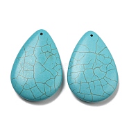 Synthetic Turquoise Big Pendants, Teardrop Charms, 58x39x10mm, Hole: 1mm(G-B070-21)