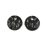 304 Stainless Steel Textured Disc Charms, Gunmetal, 8x1.5mm, Hole: 1.2mm(STAS-Q336-11A-B)