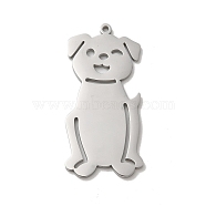 304 Stainless Steel Pendants, Laser Cut, Dog Charm, Stainless Steel Color, 39.5x18x1.5mm, Hole: 1.5mm(STAS-K270-13P)
