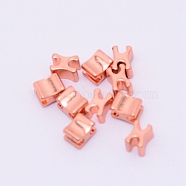 Clothing Accessories, Brass Zipper On The Below of The Plug, Rose Gold, 4.5x3.5x3.5mm(PALLOY-WH0071-68B-RG)