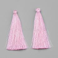 Nylon Tassel Big Pendant Decorations, Pearl Pink, 65~70x8~10mm(FIND-S253-03)