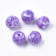 Resin Beads, Imitation Gemstone Chips Style, Round, Medium Purple, 10mm, Hole: 1.8mm(RESI-T026-10mm-04)