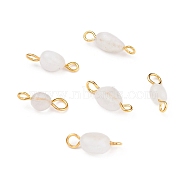 Natural White Moonstone Links Connectors, with Golden Iron Findings, Nuggets, 14~18x5~8x4~6mm, Hole: 1.5mm & 2~3mm(PALLOY-JF01073-02)