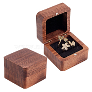 2-Slot Wooden Finger Ring Boxes, with Hinged Lids and Magnetic Clasps, Square, Coconut Brown, 5.55x5.55x3.95cm, Inner Size: 4.15x4.15cm(OBOX-WH0007-18)