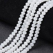 Glass Beads Strands, Imitation Jade, Faceted, Rondelle, White, 2.3~2.7x1.5mm, Hole: 0.4mm, about 150~155pcs/strand, 32~33cm(EGLA-A034-J1mm-D05)