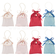 8 Sets 4 Colors Satin Jewelry Drawstring Gift Bags, with Ribbons and Rope Handle, Wedding Favor Candy Bags, Mixed Color, Bag: 16x12x0.5cm, 3pcs/set, 2 sets/color(ABAG-BC0001-40)
