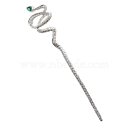 Alloy Rhinestone Hair Sticks, Snake, Platinum, 170x35mm(X-PW-WG73999-03)