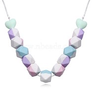 Bohemia Style Silicone Pendant Necklaces, with Rope Chain, Geometric, Colorful, 33.46 inch(85cm)(NJEW-BB34116)