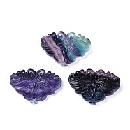Carved Natural Fluorite Pendants, Butterfly, 33x48x7mm, Hole: 1mm(G-J387-08)