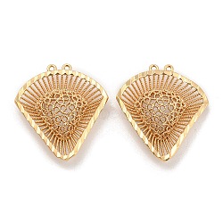 Rack Plating Brass Hollow Pendants, Fan Charm, Light Gold, 28x25.5x4.5mm, Hole: 1mm(KK-P244-03KCG)