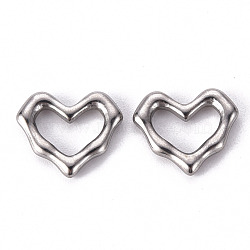 304 Stainless Steel Linking Rings, Heart, Stainless Steel Color, 13x15x2.5mm, Inner Diameter: 5X9.5mm(STAS-T052-19B-P)