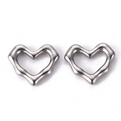 Non-Tarnish 304 Stainless Steel Linking Rings, Heart, Stainless Steel Color, 13x15x2.5mm, Inner Diameter: 5X9.5mm(STAS-T052-19B-P)