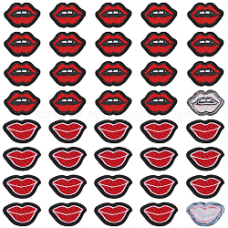 40Pcs 2 Styles Lip Polyester Computerized Embroidery Cloth Iron on/Sew on Patches, Costume Accessories, Appliques, Mixed Color, 24.5~37x24~35x1.5mm, 20pcs/style(DIY-GF0012-58)