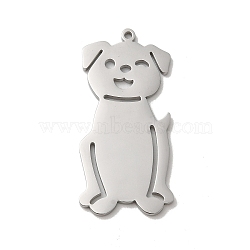 Non-Tarnish 304 Stainless Steel Pendants, Laser Cut, Dog Charm, Stainless Steel Color, 39.5x18x1.5mm, Hole: 1.5mm(STAS-K270-13P)