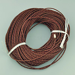 Braided Leather Cord, Dyed, Indian Red, 3mm, 100yards/bundle(300 feet/bundle)(WL-D012-3mm-11)