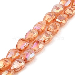 Imitation Jade Glass Beads Strands, AB Color Plated, Faceted, Teardrop, Dark Orange, 9x6x4.5mm, Hole: 2.2mm, about 58pcs/strand, 20.67''(52.5cm)(GLAA-P058-06A-04)