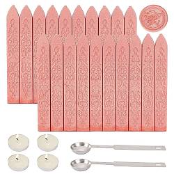 CRASPIRE DIY Scrapbook Kits, Including Candle, Stainless Steel Spoon and Sealing Wax Sticks, Pink, 9x1.1x1.1cm, 20pcs(DIY-CP0002-71A)