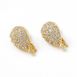 Brass Micro Pave Clear Cubic Zirconia Twister Clasps, Teardrop, Real 18K Gold Plated, 10.5x6x7.5mm, Hole: 0.9mm, inner diameter: 6x4.5mm(KK-K271-10G)
