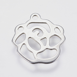 Tarnish Resistant 304 Stainless Steel Charms, Cut-Out, Hollow Flower, Stainless Steel Color, 13x12x0.5mm, Hole: 1mm(STAS-F139-016P)