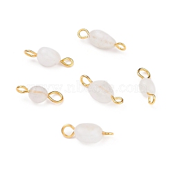 Natural White Moonstone Links Connectors, with Golden Iron Findings, Nuggets, 14~18x5~8x4~6mm, Hole: 1.5mm & 2~3mm(PALLOY-JF01073-02)