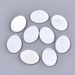 Natural Freshwater Shell Cabochons, Oval, Seashell Color, 15.5x12x1.5mm(X-SHEL-S276-134B-01)