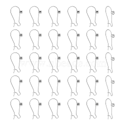 30Pcs 304 Stainless Steel Hoop Earrings Findings, Kidney Ear Wires, with Clear Cubic Zirconia, Stainless Steel Color, 24x14mm, Pin: 0.7mm(STAS-UN0049-86)
