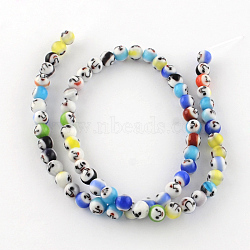 Round Handmade Lampwork Bead Strands, with Face Pattern, Mixed Color, 5.5~6mm, Hole: 0.5mm, about 67pcs/strand, 14.5 inch(LAMP-S169-01)