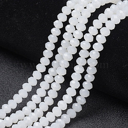 Glass Beads Strands, Imitation Jade, Faceted, Rondelle, White, 2x1.5mm, Hole: 0.4mm, about 195pcs/strand, 11 inch(27.5cm)(EGLA-A034-J1mm-D05)