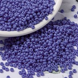 MIYUKI Round Rocailles Beads, Japanese Seed Beads, 8/0, (RR417L) Opaque Periwinkle, 8/0, 3mm, Hole: 1mm, about 422~455pcs/10g(X-SEED-G008-RR0417L)