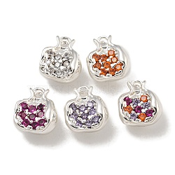 Brass Micro Pave Clear Cubic Zirconia Charms, Platinum, Oval, Mixed Color, 10.5x9.5x6.5mm, Hole: 1.5mm(KK-U037-12P-01)
