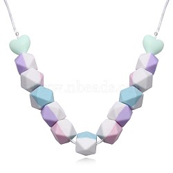 Bohemia Style Silicone Pendant Necklaces, with Rope Chain, Geometric, Colorful, 33.46 inch(85cm)(NJEW-BB34116)