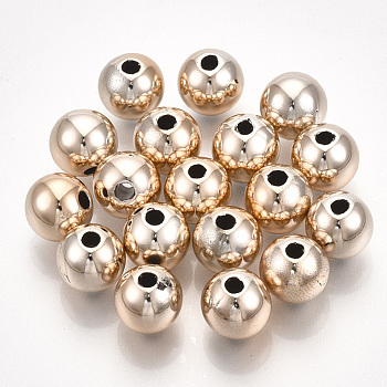 UV Plating ABS Plastic Beads, Round, Rose Gold Plated, 7.5~8x7mm, Hole: 2mm