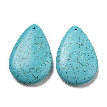 Synthetic Turquoise Big Pendants, Teardrop Charms, 58x39x10mm, Hole: 1mm