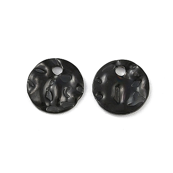 304 Stainless Steel Textured Disc Charms, Gunmetal, 8x1.5mm, Hole: 1.2mm