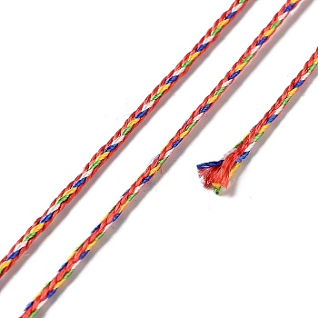 Five Tone Polyester Jewelry Braided Cord, Round, Colorful, 1.5mm, about 87.49 Yards(80m)/Roll