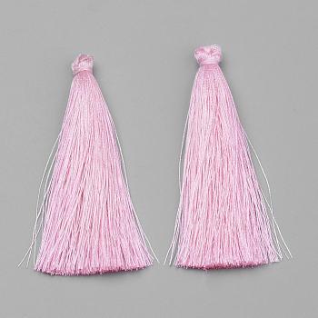 Nylon Tassel Big Pendant Decorations, Pearl Pink, 65~70x8~10mm