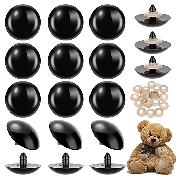 Resin Doll Craft Eyes, Safety Eyes, with Spacer, Black, 40x24mm