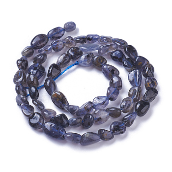 Natural Iolite Beads Strands, Tumbled Stone, Nuggets, 4~9x4~8mm, Hole: 1mm, about 58~60pcs/strand, 15.7 inch~16.1 inch(40~41cm)