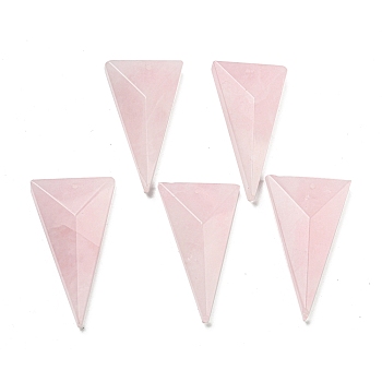 Natural Rose Quartz Pendants, Faceted Triangle Charms, 42~49.5x24.5~27.5x7~9.5mm, Hole: 1.2mm